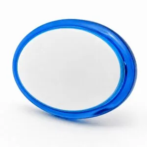 BLC-TMWS oval illuminated arcade button with a blue translucent bezel