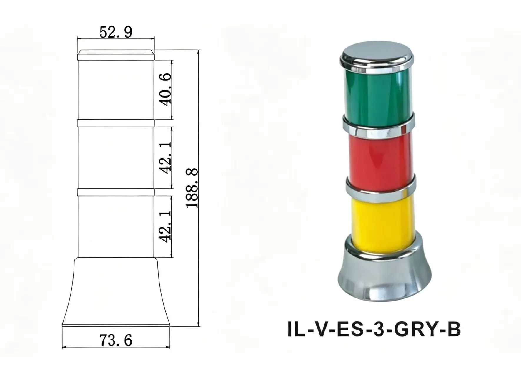 Cylindrical tower prize light colour lens options