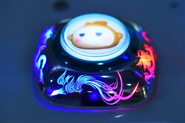 Dragon and Phoenix Iridescent Illuminated Arcade Button