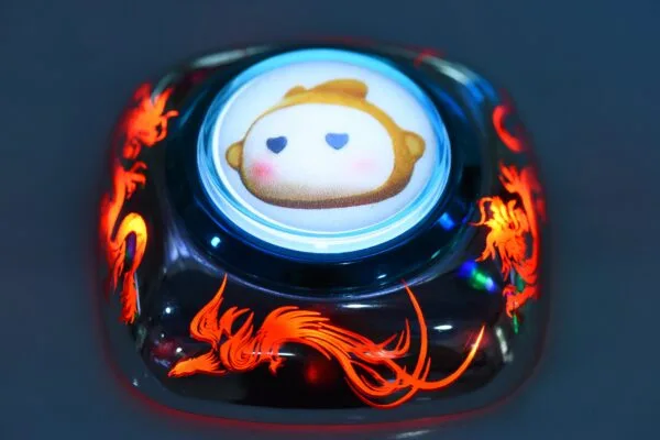 Dragon and Phoenix Iridescent Illuminated Arcade Button