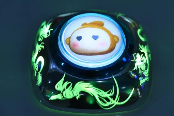 Dragon and Phoenix Iridescent Illuminated Arcade Button