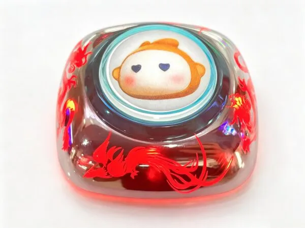Dragon and Phoenix Iridescent Illuminated Arcade Button