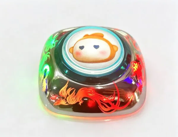 Dragon and Phoenix Iridescent Illuminated Arcade Button