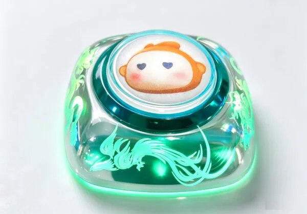 Dragon and Phoenix Iridescent Illuminated Arcade Button
