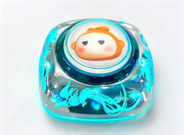 Dragon and Phoenix Iridescent Illuminated Arcade Button