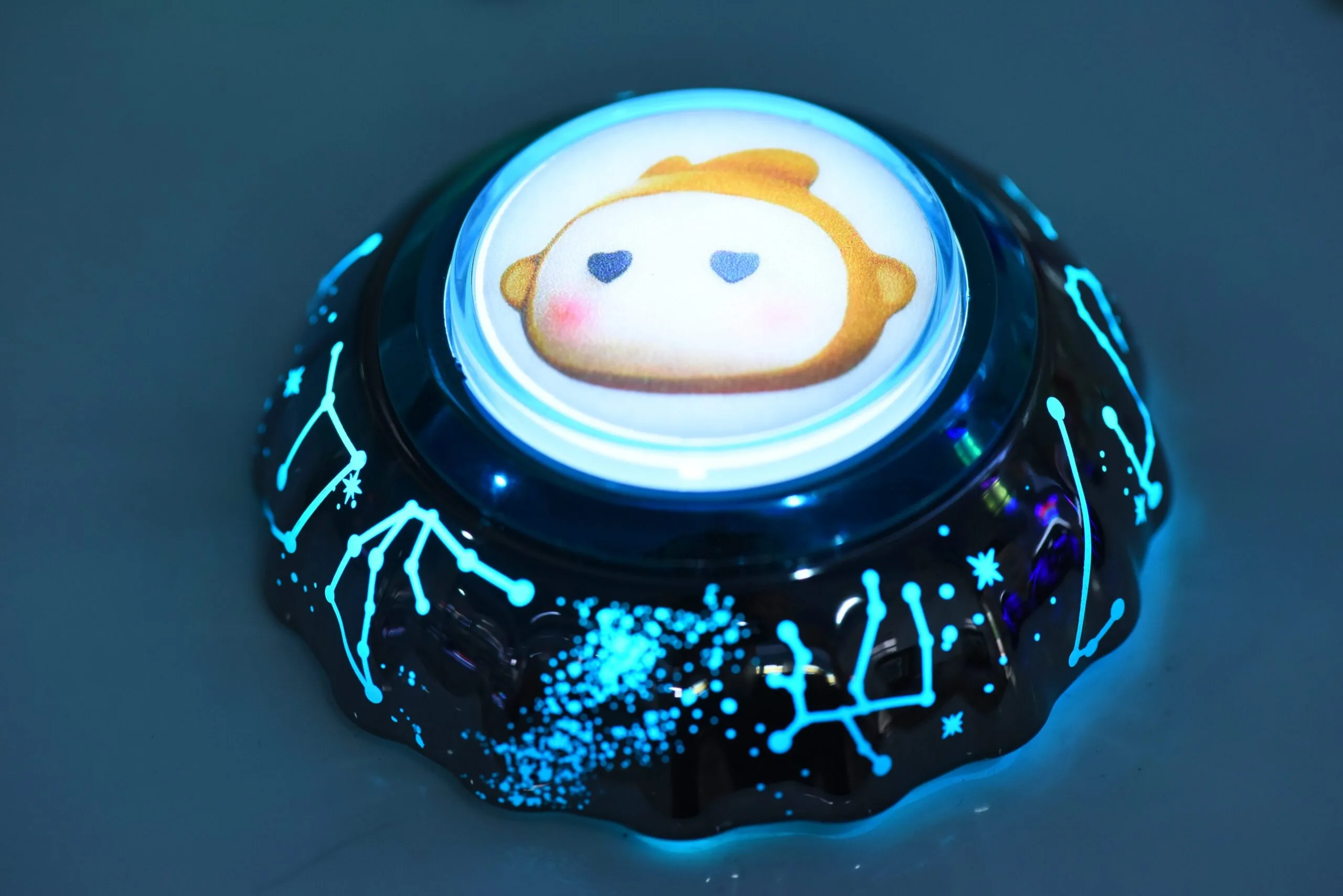 Starry Grey Iridescent Illuminated Arcade Button