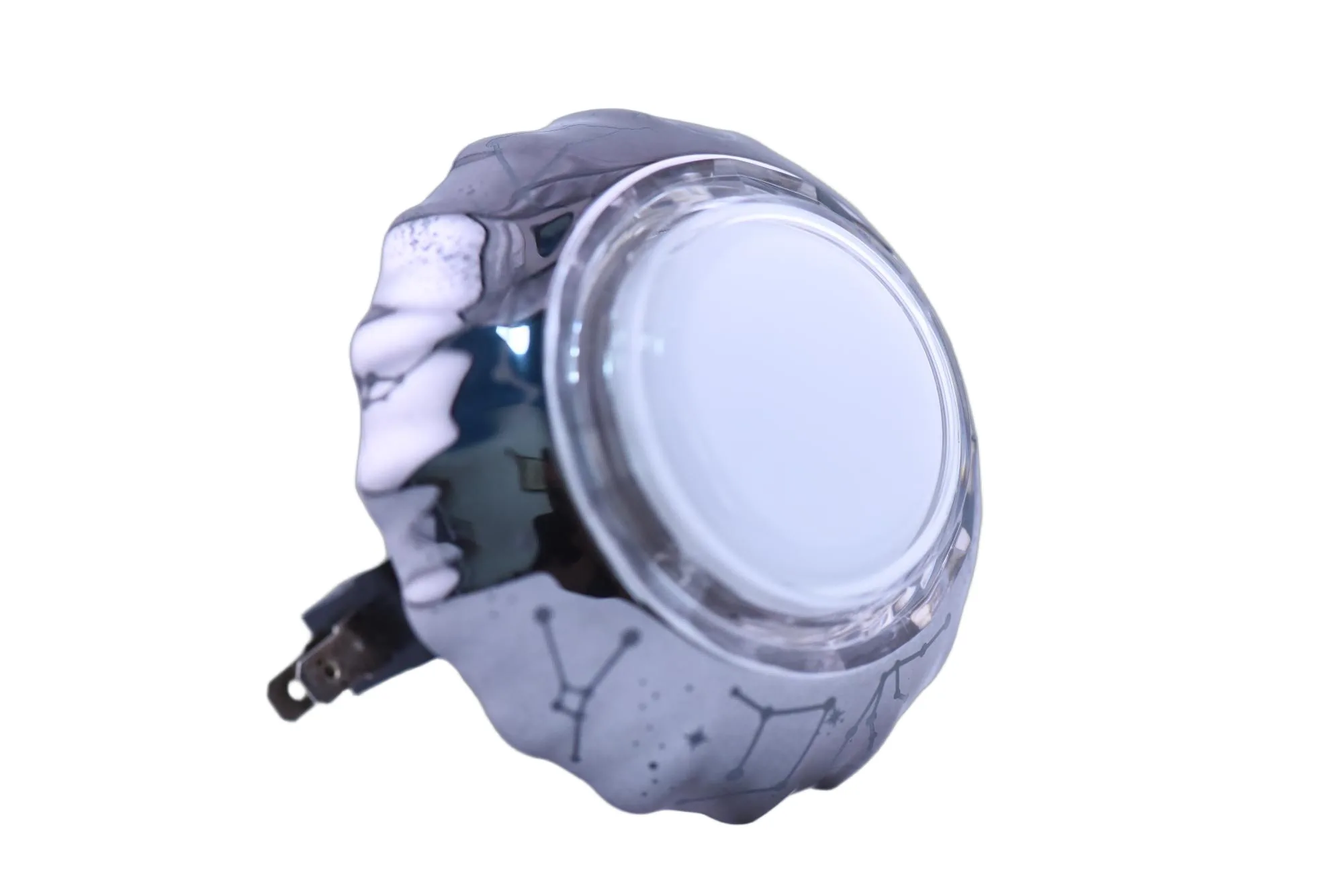 Starry Grey Iridescent Illuminated Arcade Button