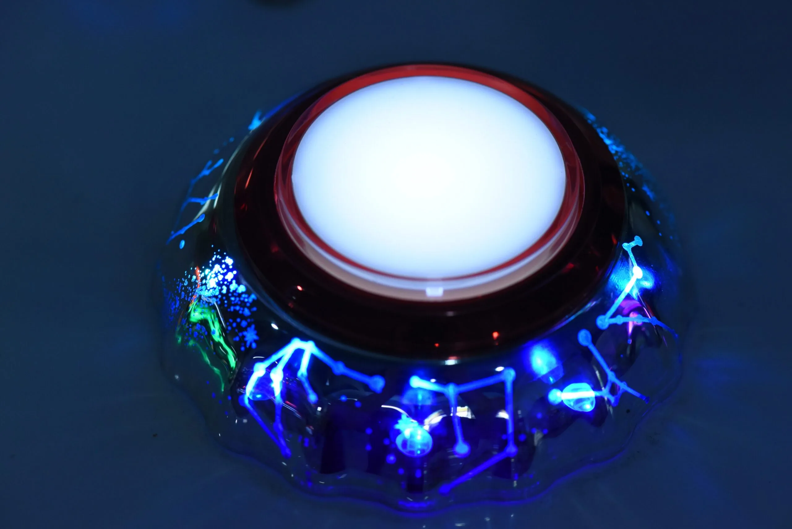Starry Silver Iridescent Illuminated Arcade Button
