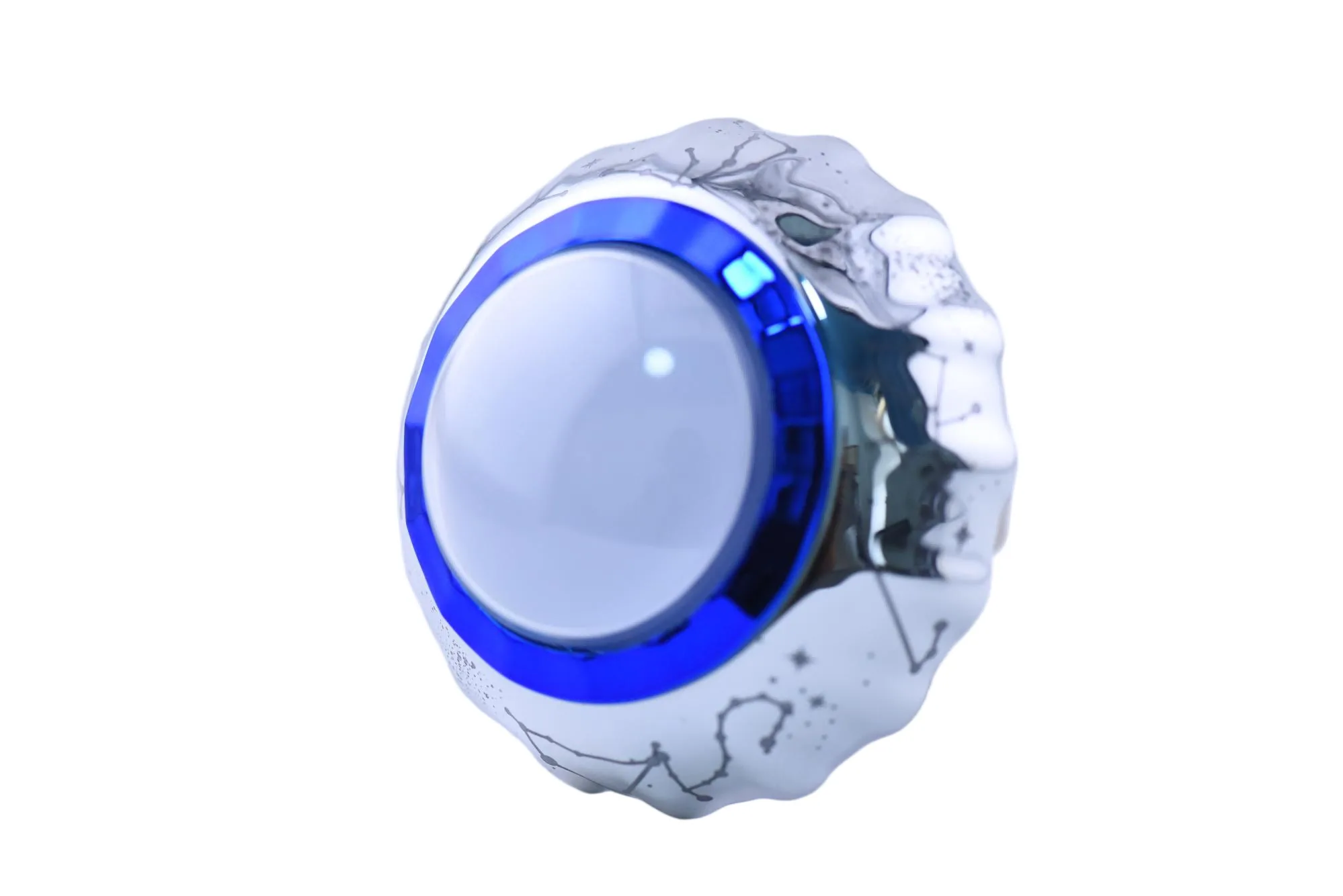 Starry Silver Iridescent Illuminated Arcade Button