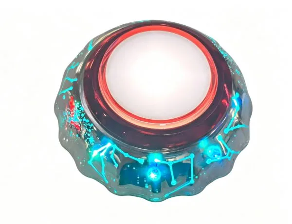 Starry Silver Iridescent Illuminated Arcade Button
