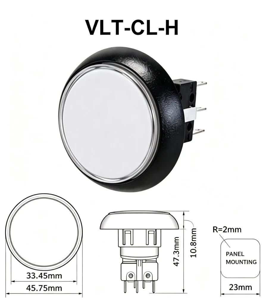 VLT-CL-H 45.75mm Round Illuminated Push Button – dimension drawing